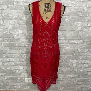 Bardot Red Lace Dress